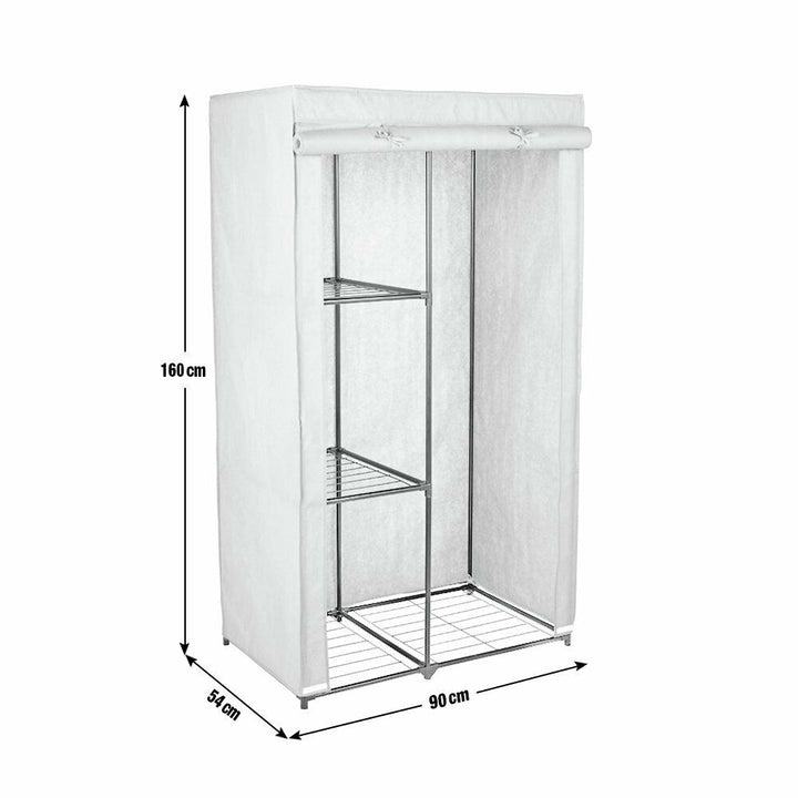 Home Covered Single Wardrobe With Shelves - Grey