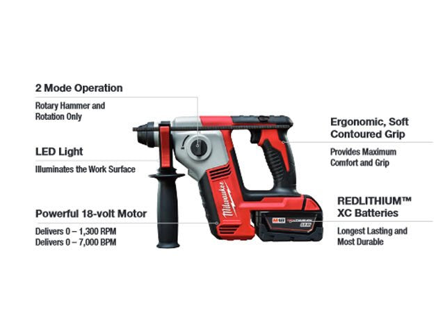 Milwaukee M18BH-402C 18v Li-ion Compact SDS Hammer Drill
