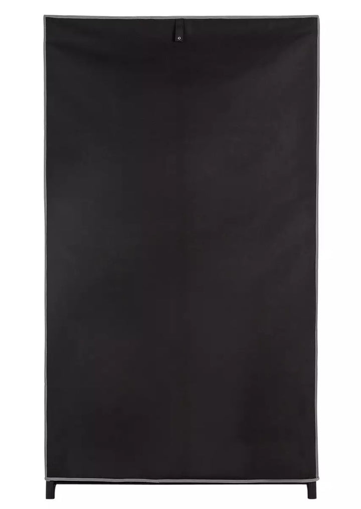 Home Single Fabric Covered Clothes Rail - Black