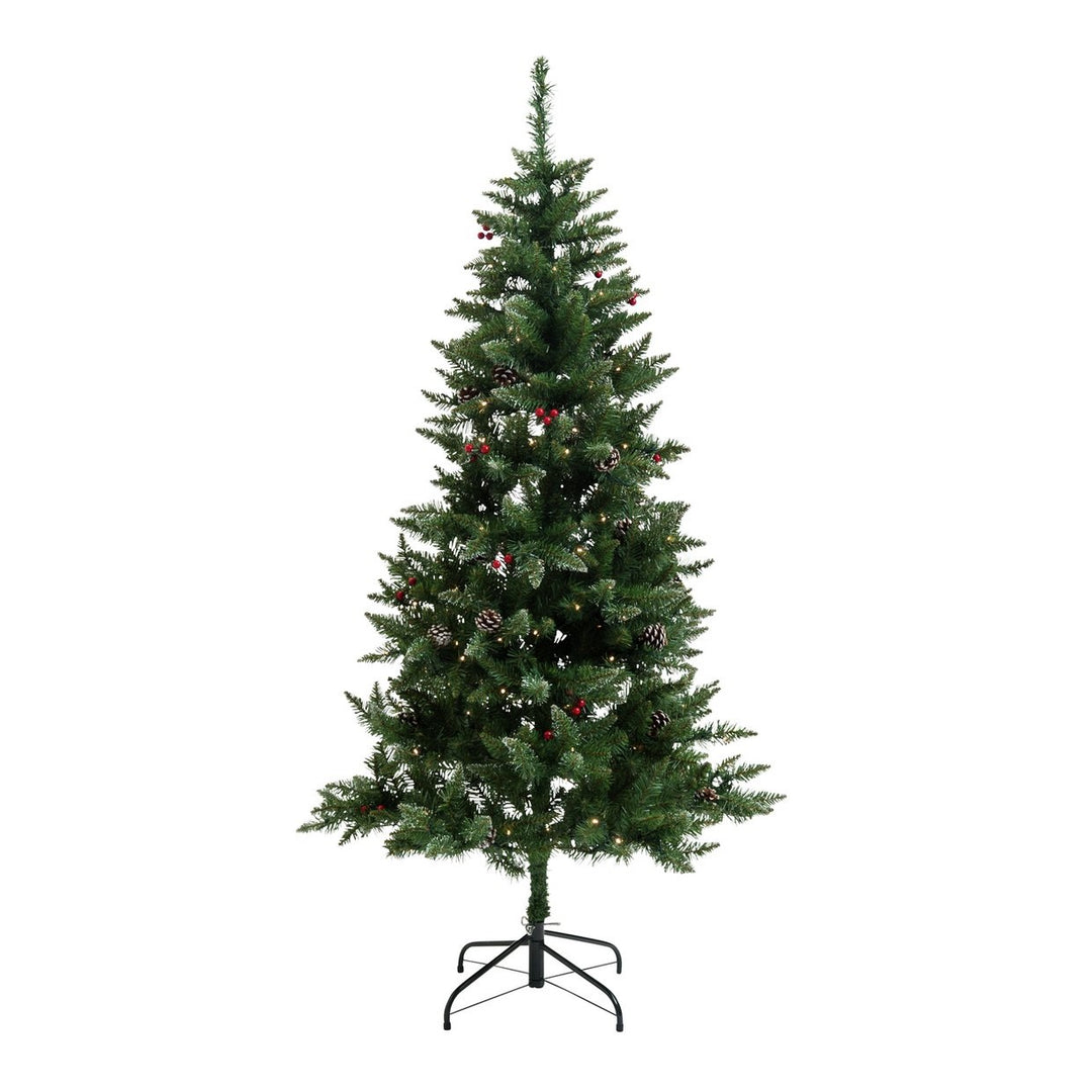 Home 6ft Berry & Cone Pre-Lit Christmas Tree - Green