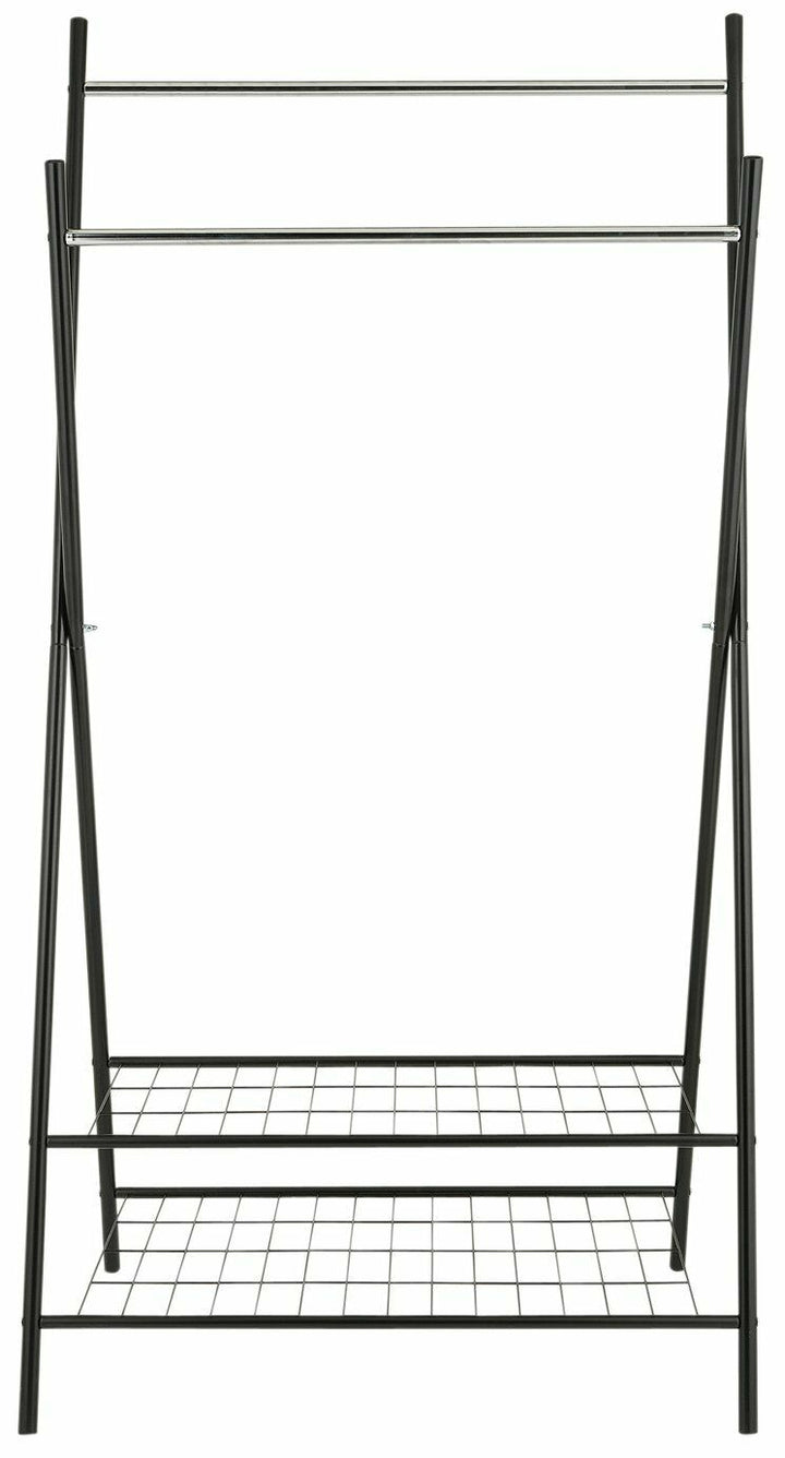 Home X-Frame Clothes Rail With Shelves - Black