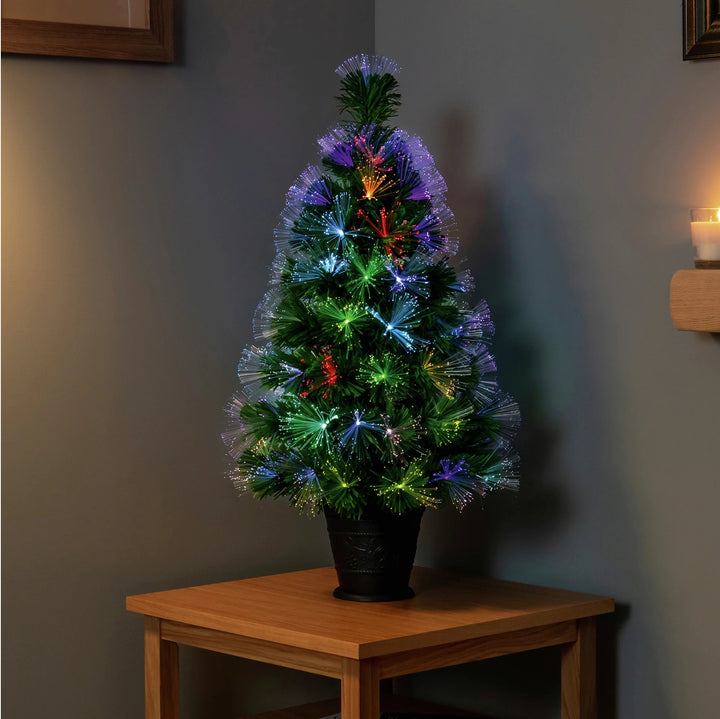 Premier Decorations 2.6ft Fibre Optic Burst Christmas Tree - Green