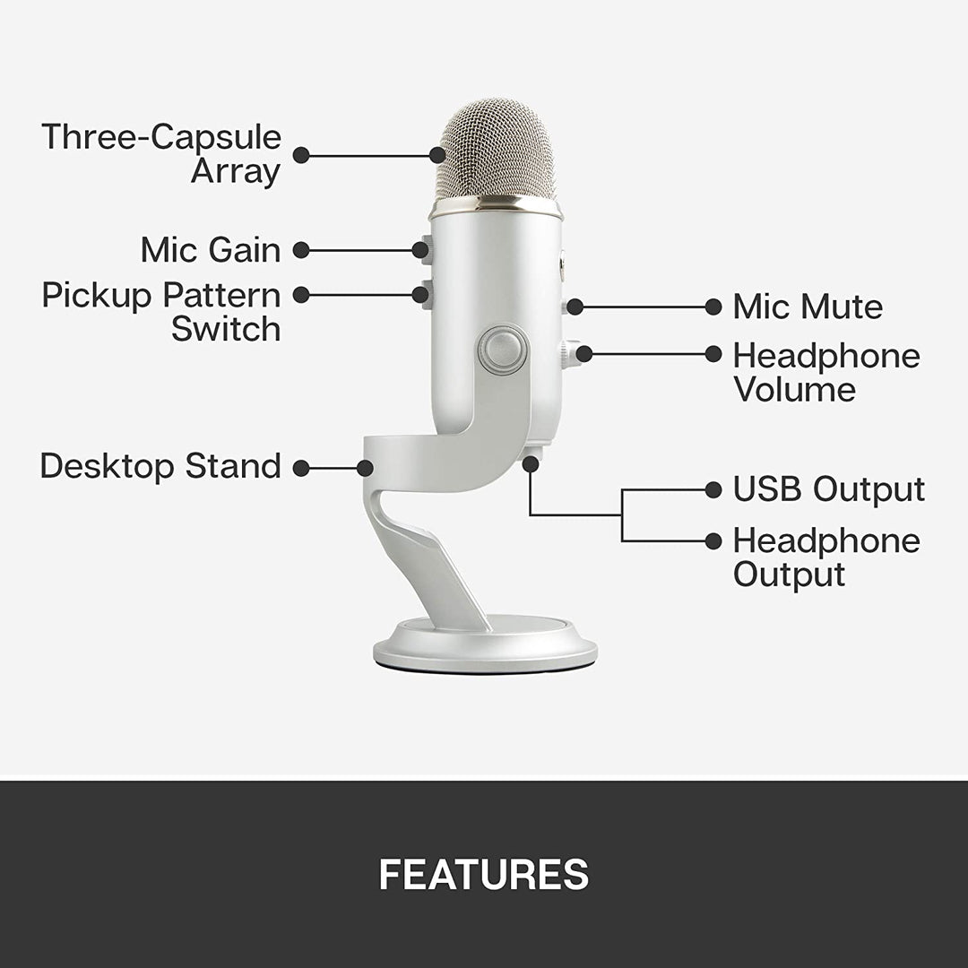Blue Mic Yeti USB Microphone - Silver