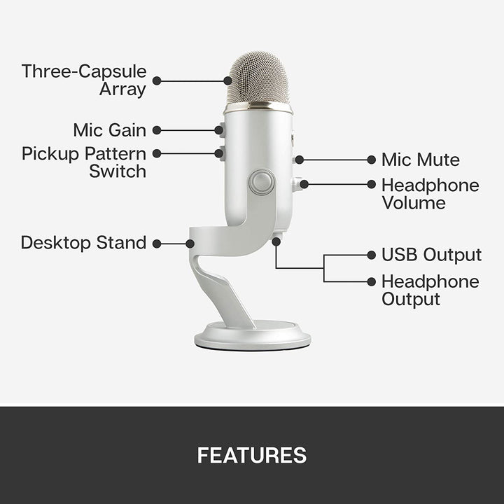 Blue Mic Yeti USB Microphone - Silver