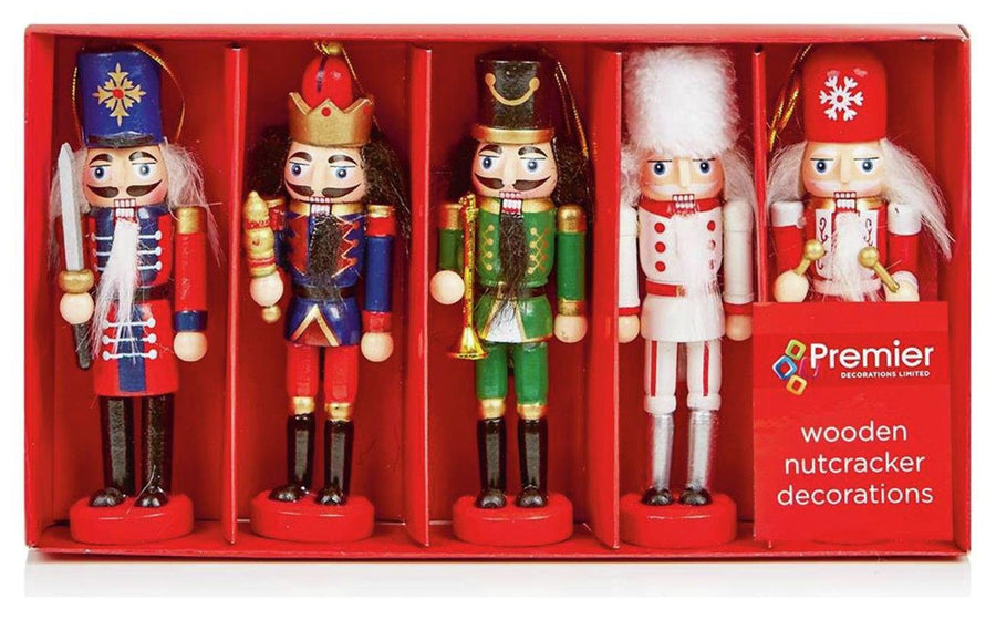 Premier Decorations Set Of 5 Wooden Nutcracker Decorations