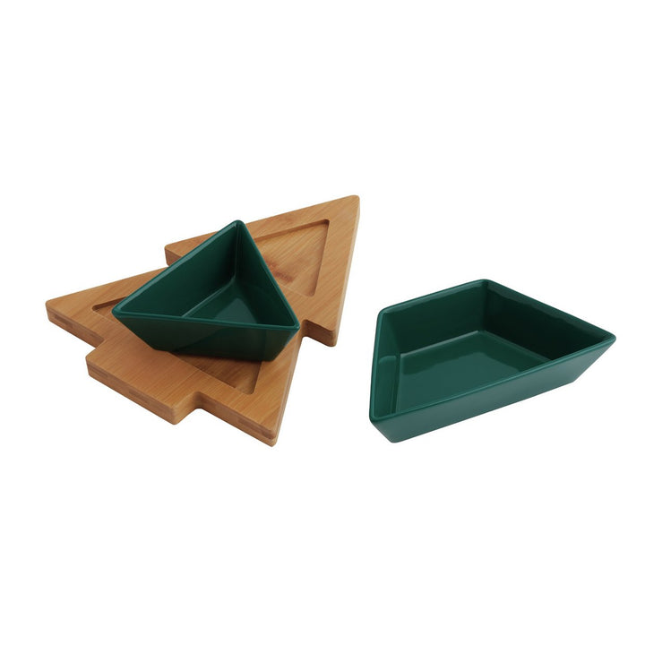 Habitat Christmas Tree Stoneware Serving Board - Green