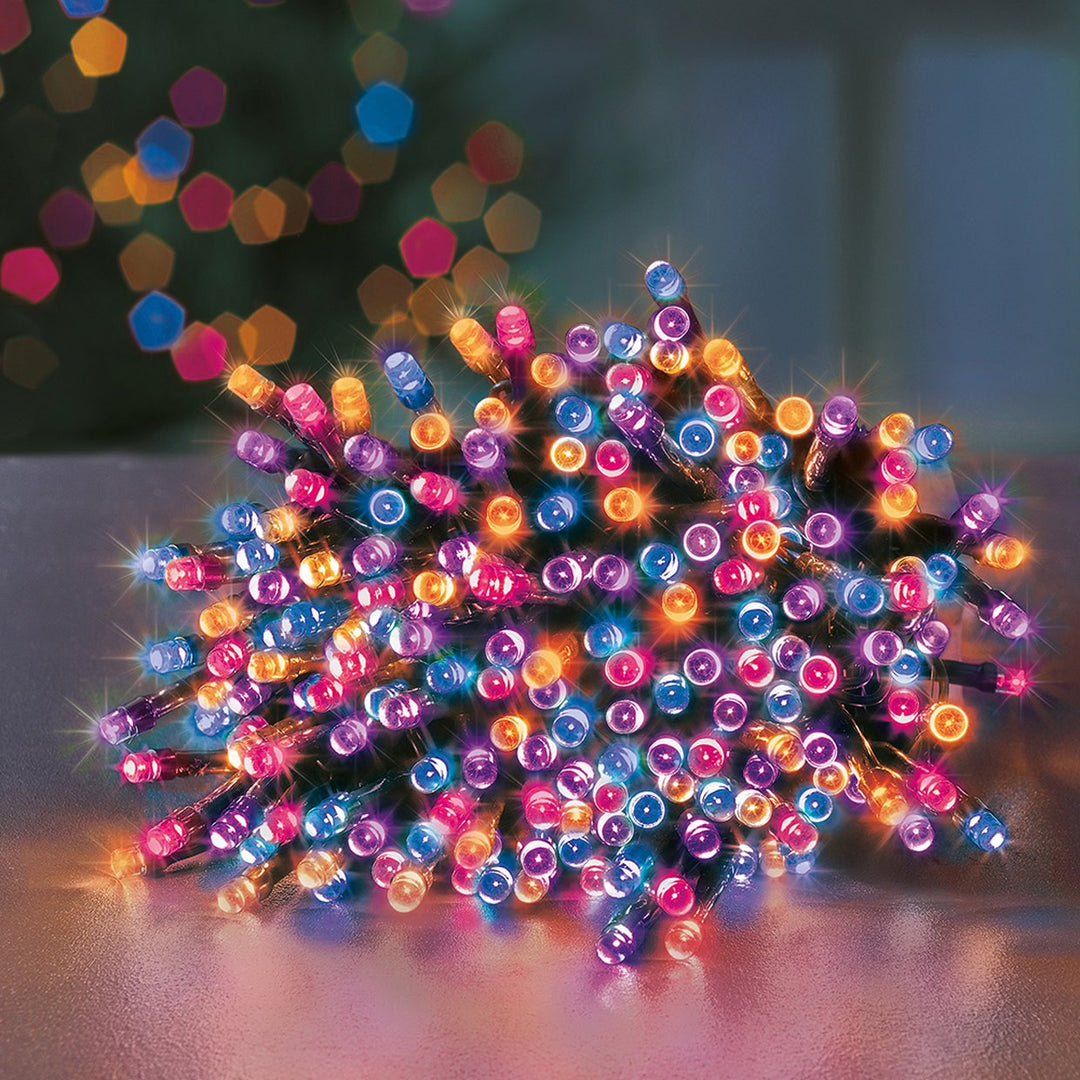 Premier 1000 Multi-Action LED 80m Christmas Lights With Timer - Rainbow