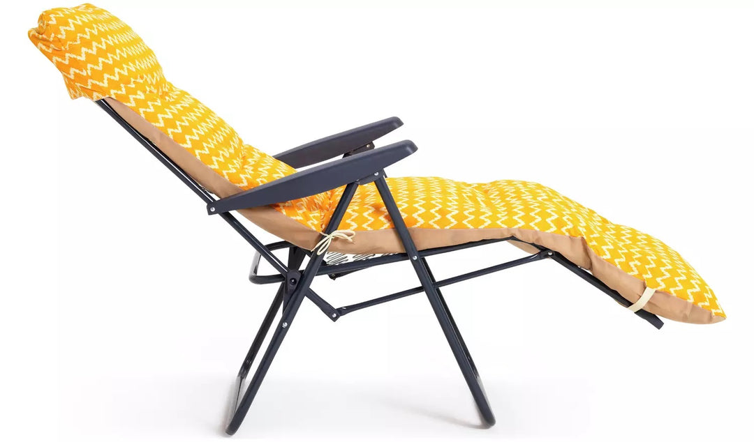 Home Folding Metal Sun Lounger - Yellow