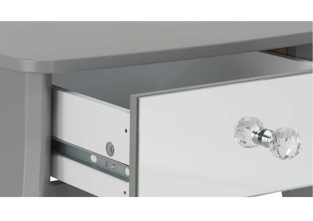 Home Amelie 1 Drawer Mirrored Bedside Table - Grey