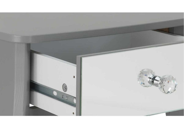 Home Amelie 1 Drawer Mirrored Bedside Table - Grey