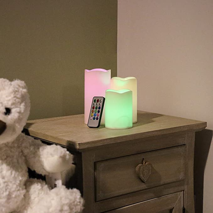 Premier Decorations Battery Operated Colour Changing LED Candles - Set of 3