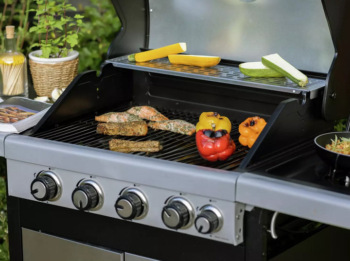 Home Deluxe 4 Burner Gas BBQ With Side Burner - Stainless Steel