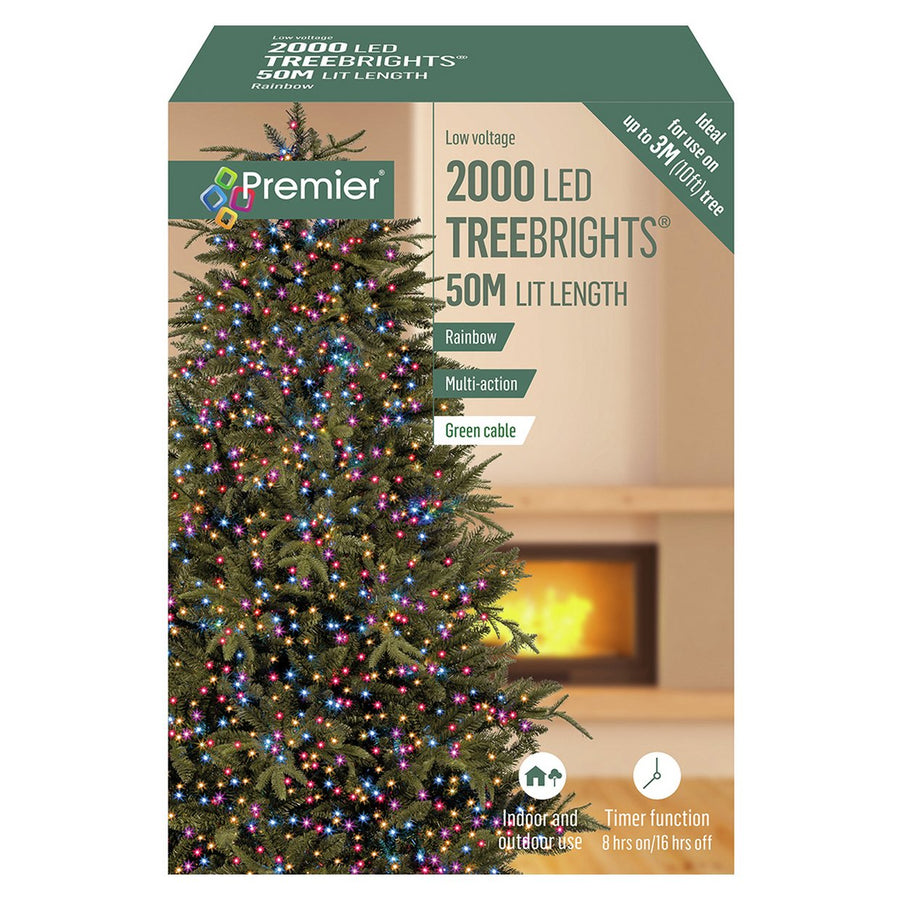 Premier 2000 Multi-Action TreeBrights LED Christmas Tree Lights - Multi-Coloured
