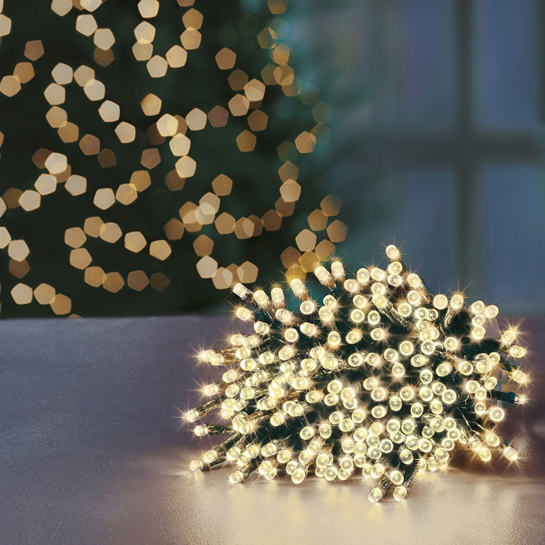 Premier Decorations 1000 White Multi-function Christmas LED Lights 80m