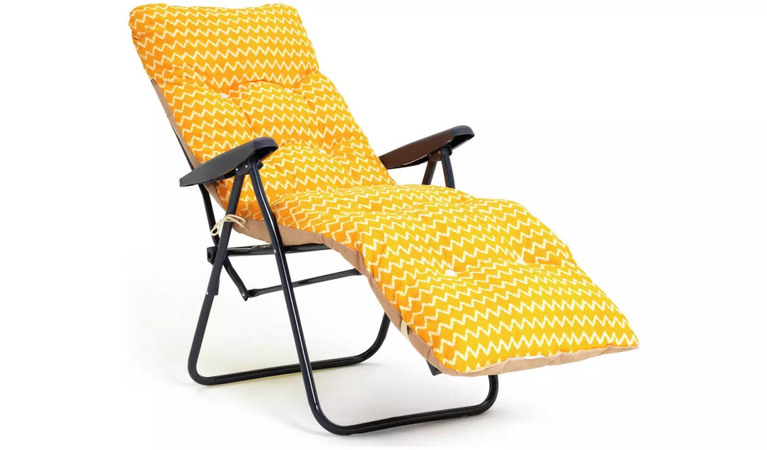 Home Folding Metal Sun Lounger - Yellow