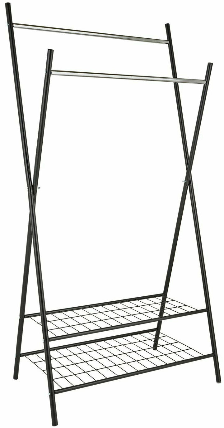 Home X-Frame Clothes Rail With Shelves - Black