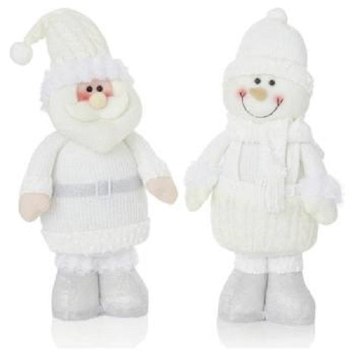 Premier Decorations Set Of Santa & Snowman Decorations - White
