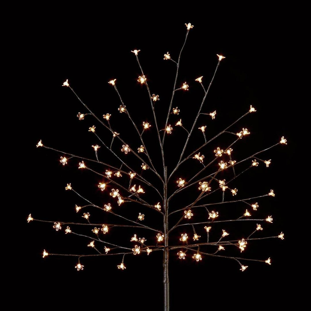 Premier Decorations 5ft White LED Pre-Lit Cherry Blossom Christmas Tree - Black