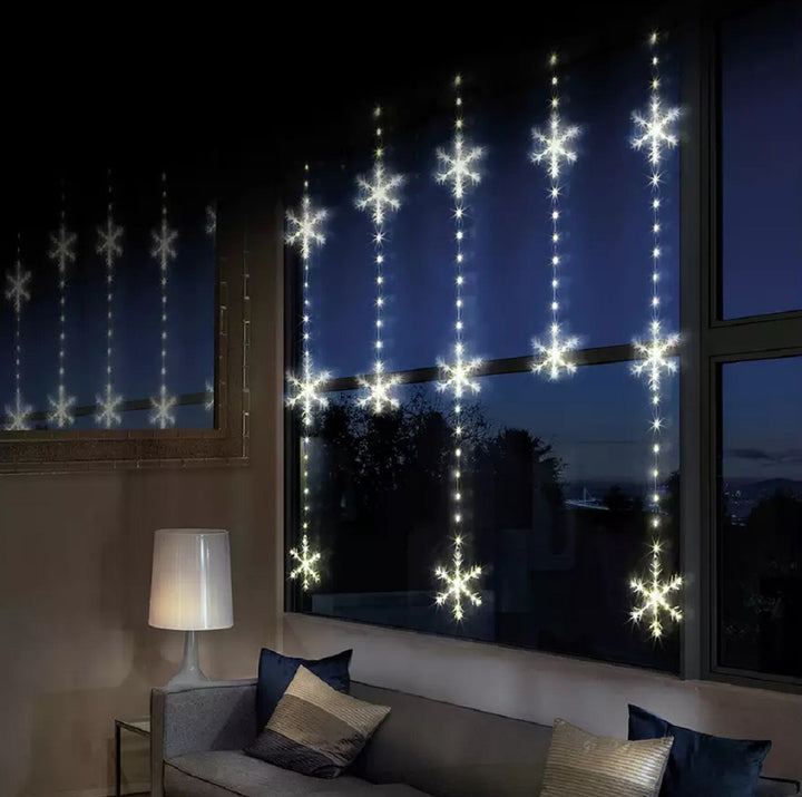 Premier 390 LED Snowflake Pin Wire Curtain Christmas Lights