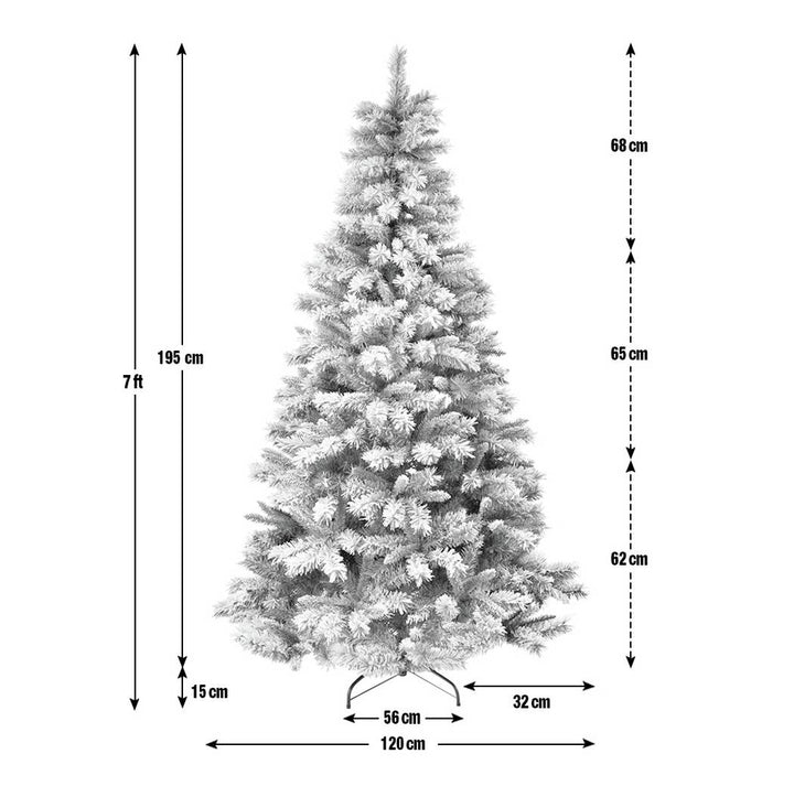 Green Snow Covered Christmas Tree - 7ft