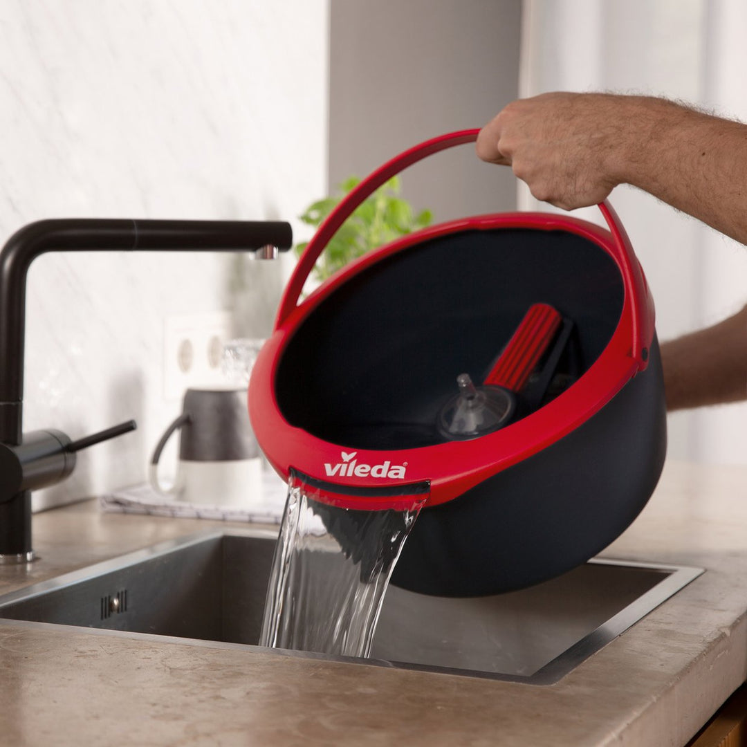 Vileda Spin & Clean Mop & Bucket Set - Black & Red