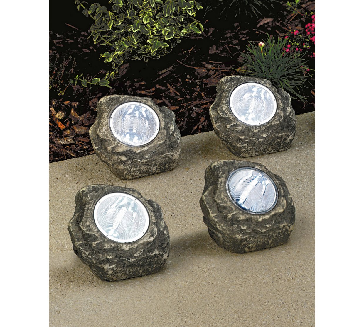 Home Set of 4 LED Solar Rock Lights