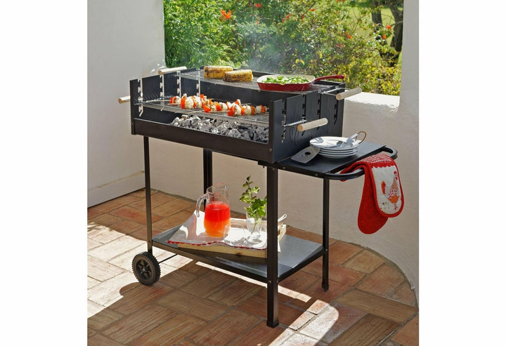 Home Deluxe Rectangle Steel Party Charcoal BBQ - Black