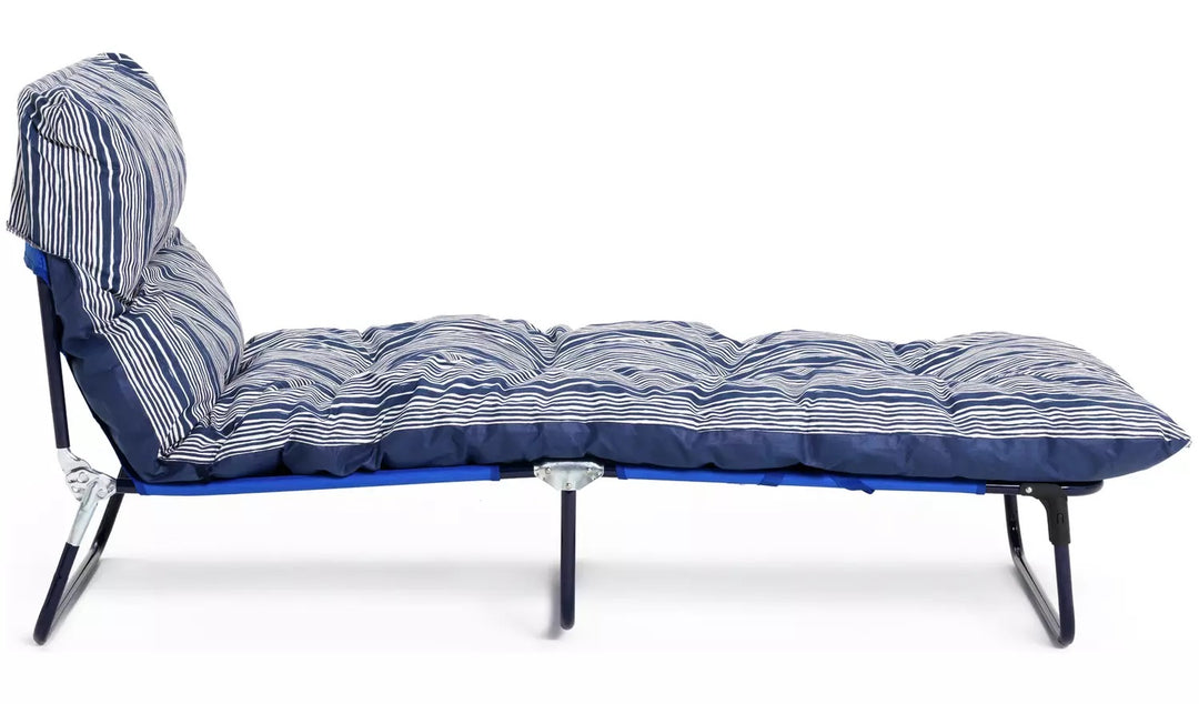 Home Metal Folding Relaxer Chair &amp; Sun Lounger Set - Coastal Stripe