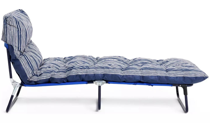 Home Metal Folding Relaxer Chair &amp; Sun Lounger Set - Coastal Stripe