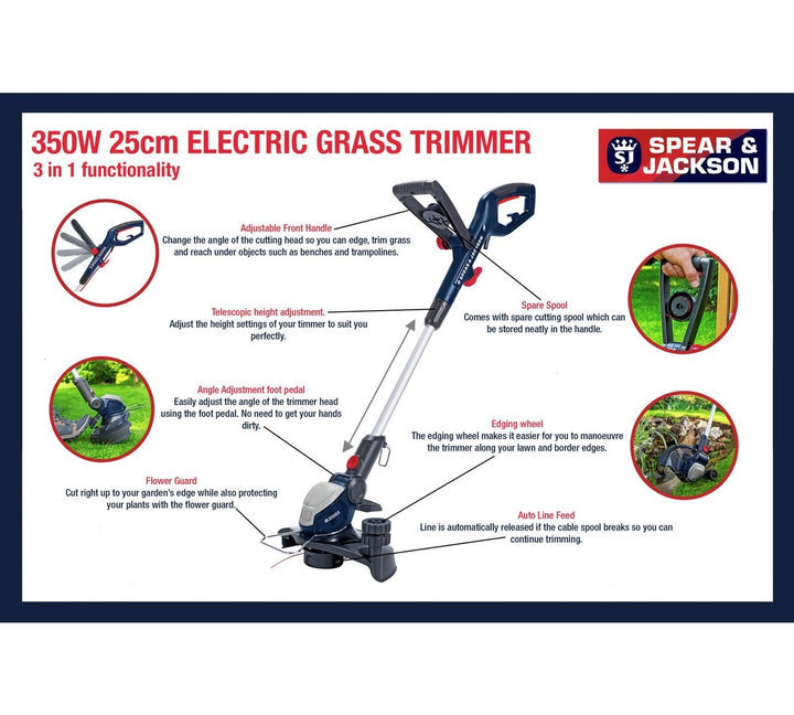 Spear & Jackson 25cm Corded Grass Trimmer - 350W