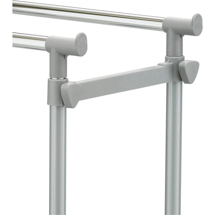 Home Double Adjustable Clothes Rail - Silver