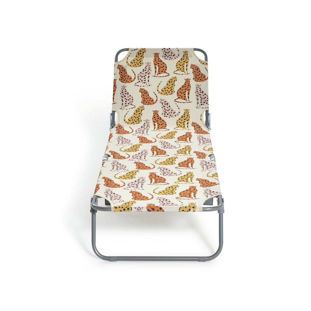 Habitat Folding Metal Sun Lounger - Global Leopard