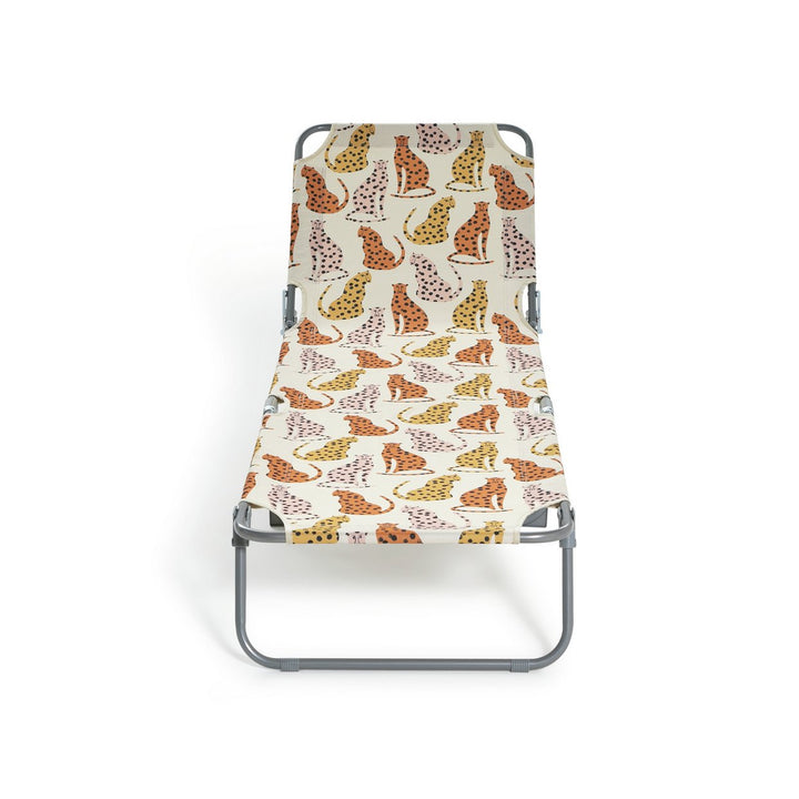 Habitat Folding Metal Sun Lounger - Global Leopard