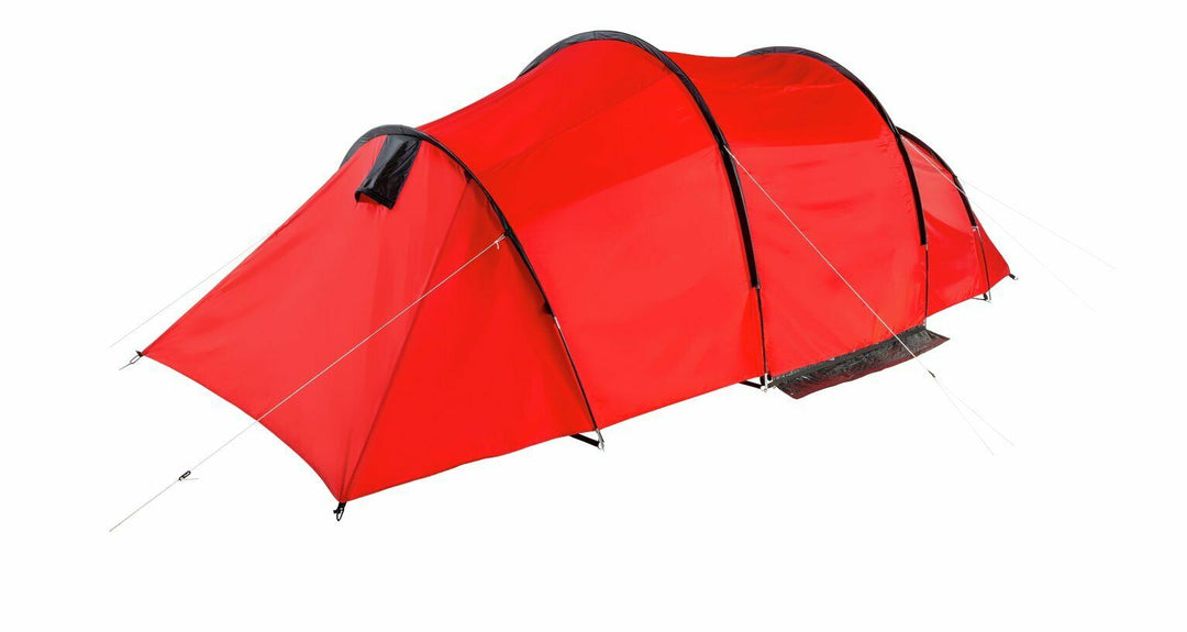 ProAction 6 Man 3 Room Tunnel Camping Tent - Red