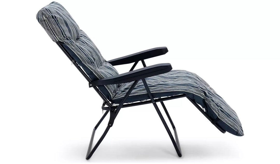 Home Metal Folding Relaxer Chair &amp; Sun Lounger Set - Coastal Stripe