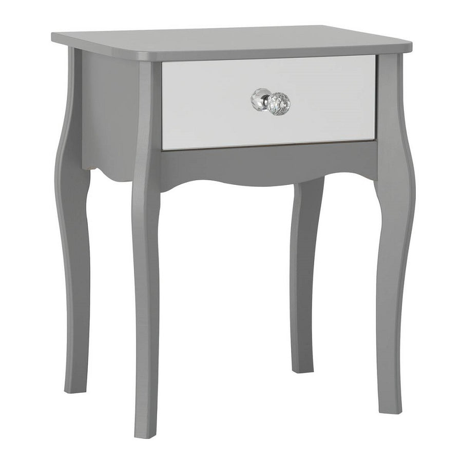 Home Amelie 1 Drawer Mirrored Bedside Table - Grey
