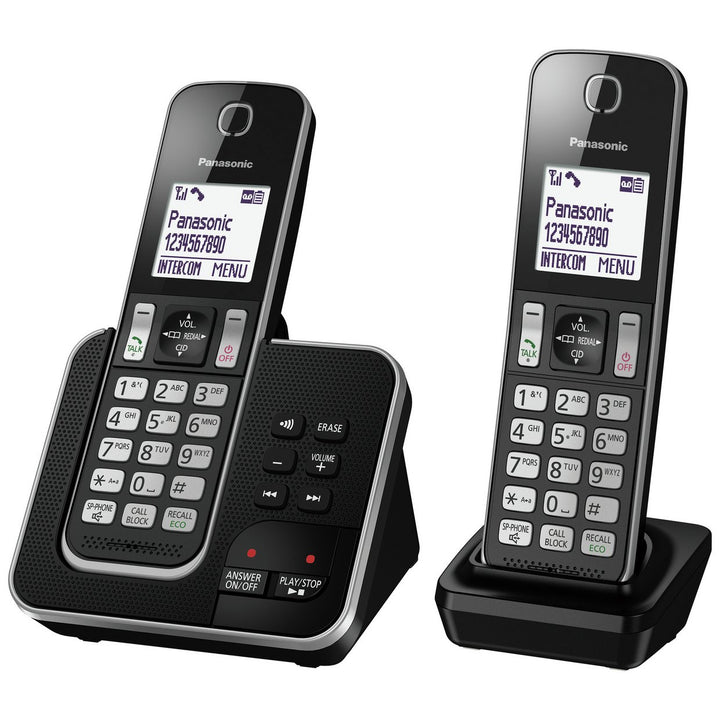 Panasonic Twin Cordless Telephone With Answering Machine - Black