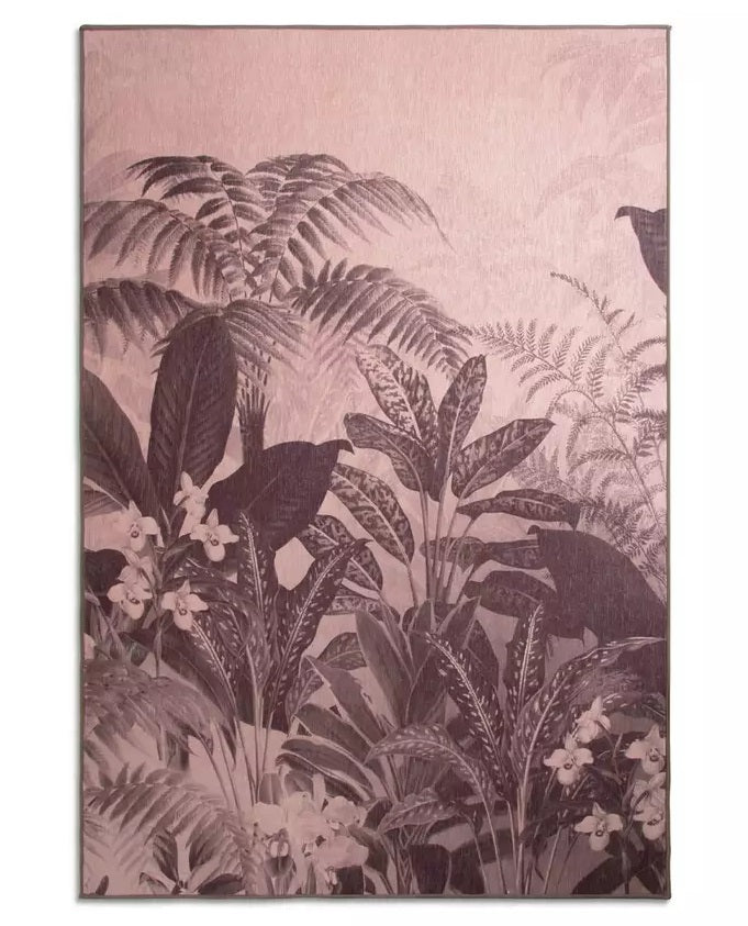 Habitat Floral Print Velvet Rug - Blush Pink - 120X170cm
