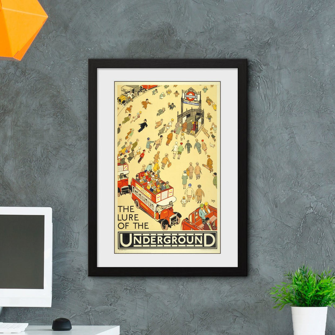 TFL 70x50cm Lure Of The Underground Travel Framed Print