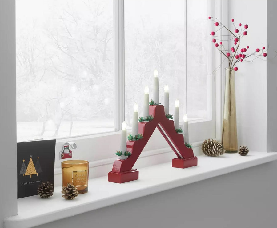 Home Candle Arch Bridge Christmas Light Decoration - Red