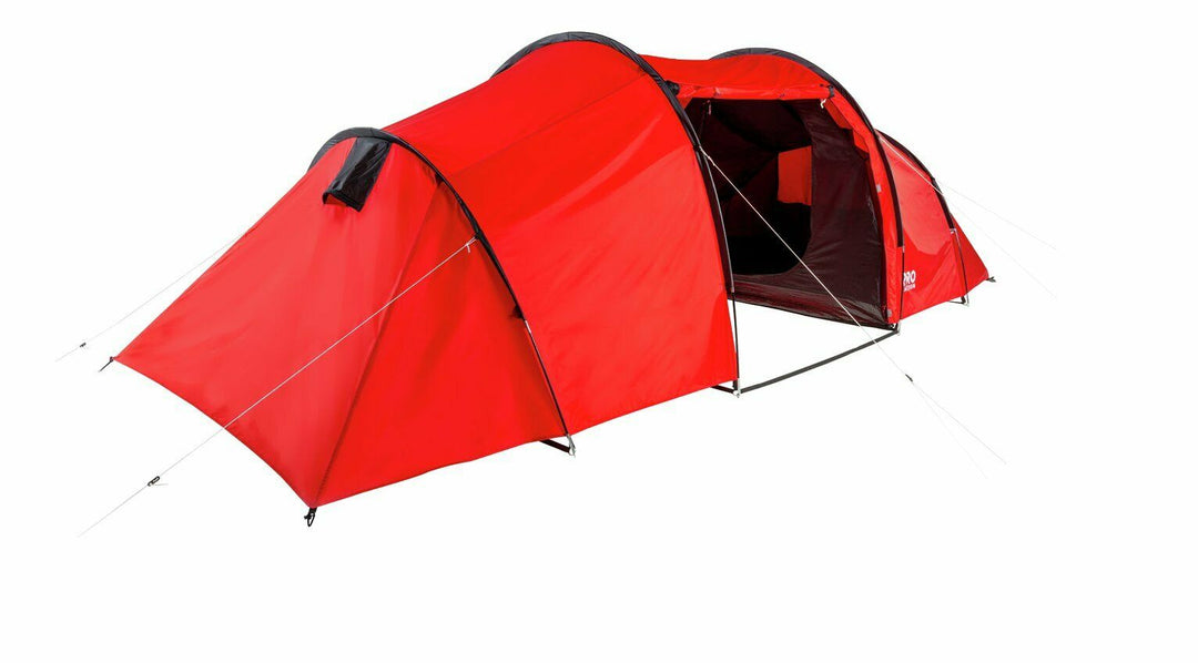 ProAction 6 Man 3 Room Tunnel Camping Tent - Red