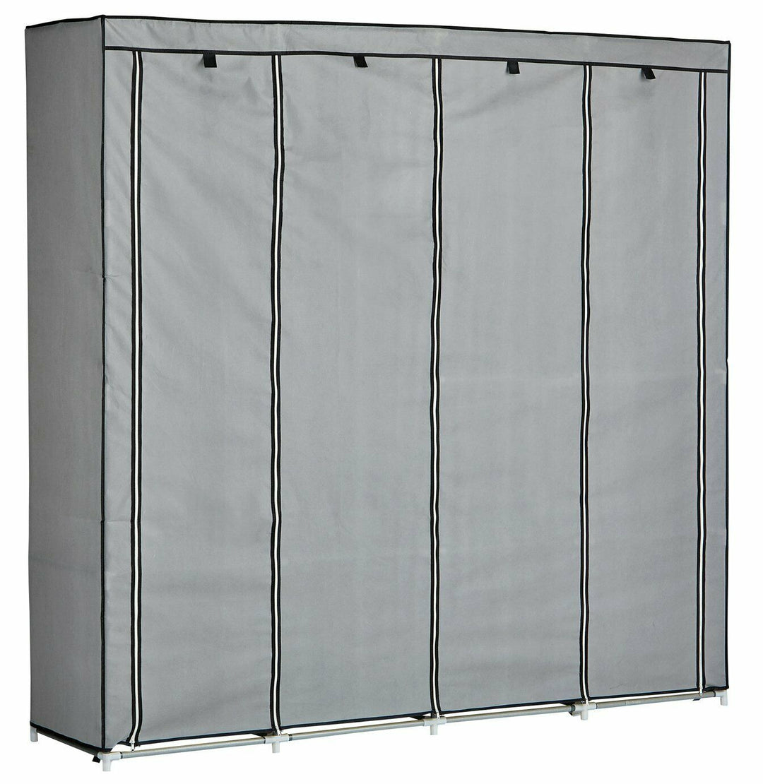 Home Triple Modular Fabric Wardrobe - Grey & Black