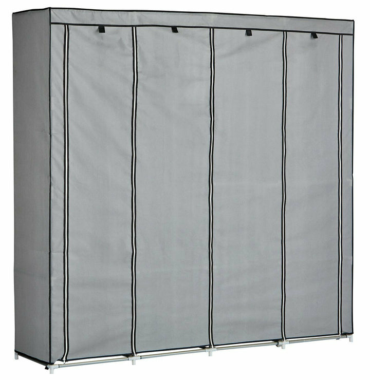 Home Triple Modular Fabric Wardrobe - Grey & Black