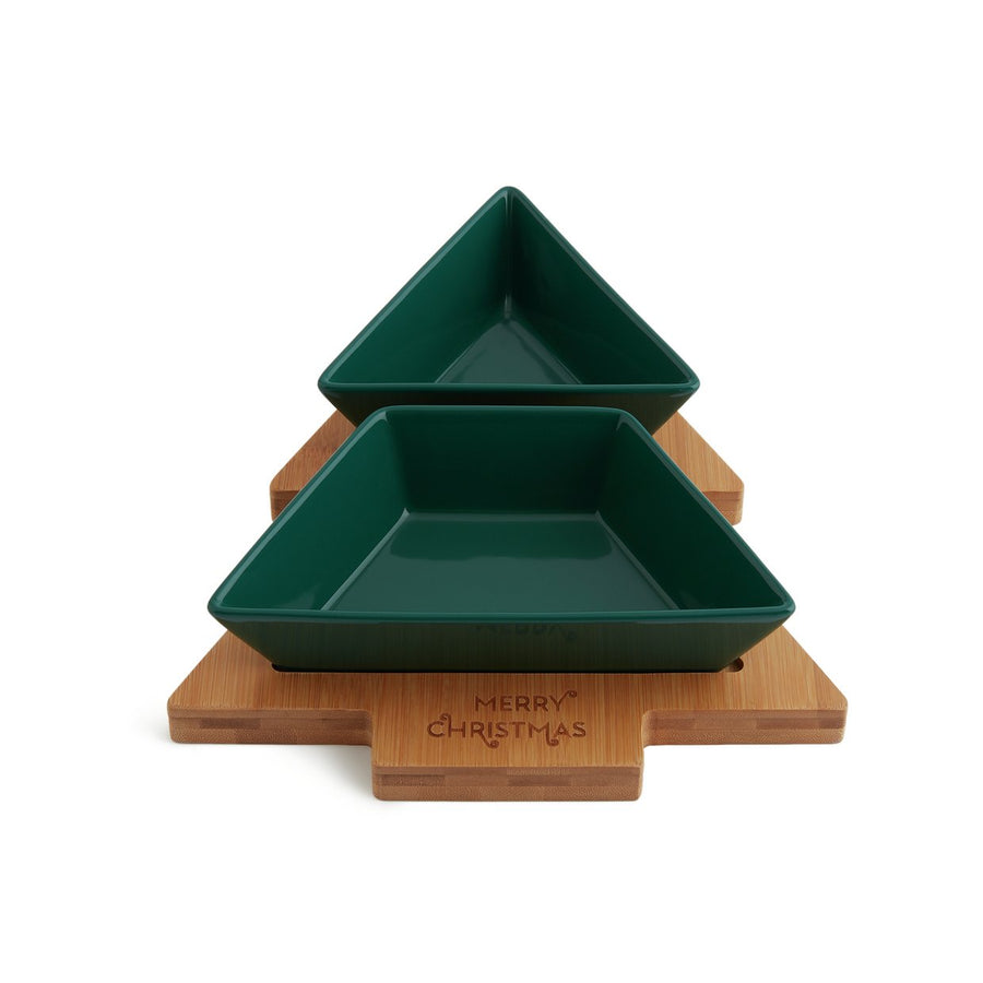 Habitat Christmas Tree Stoneware Serving Board - Green
