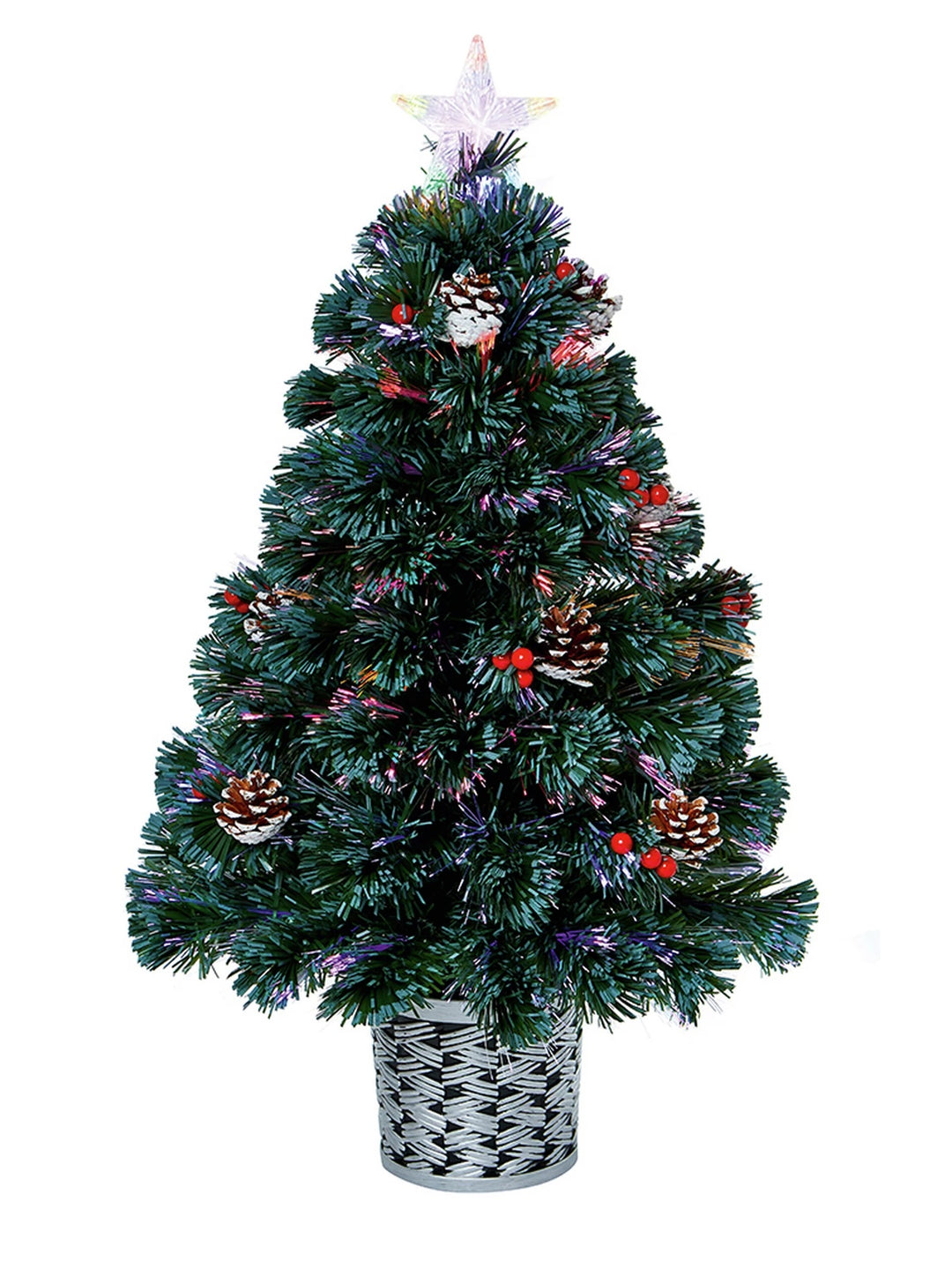 Premier Decorations 3ft Fibre Optic Tree & Star - Green
