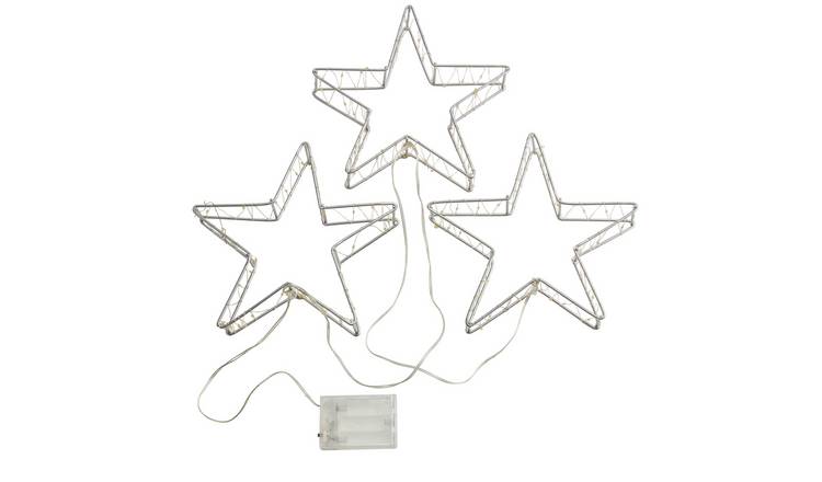 Home Trio Of Wire Star Lights Christmas Decorations