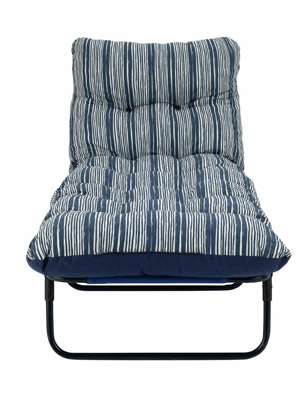 Home Coastal Stripe Folding Metal Sun Lounger - Blue